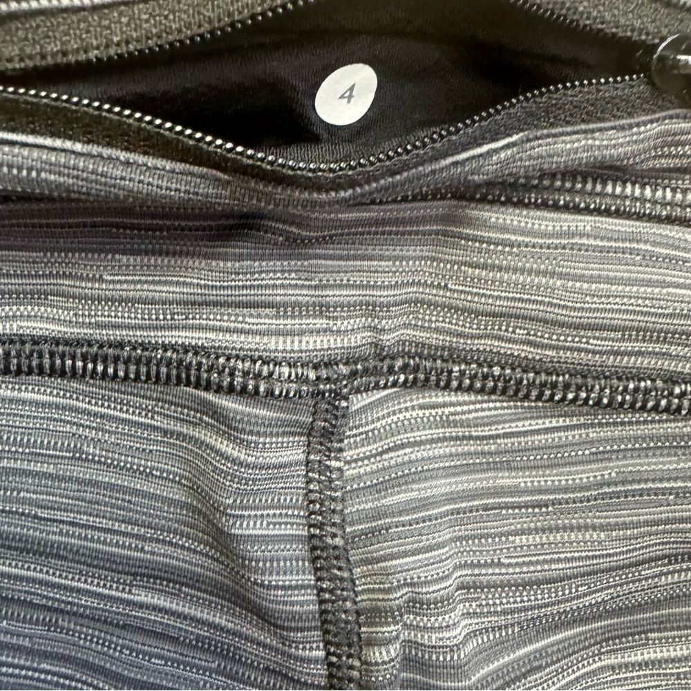 Lululemon Run Inspire Crop II Mesh Cyber Stripe Deep Coal Black Mesh Size 4 - Picture 14 of 15